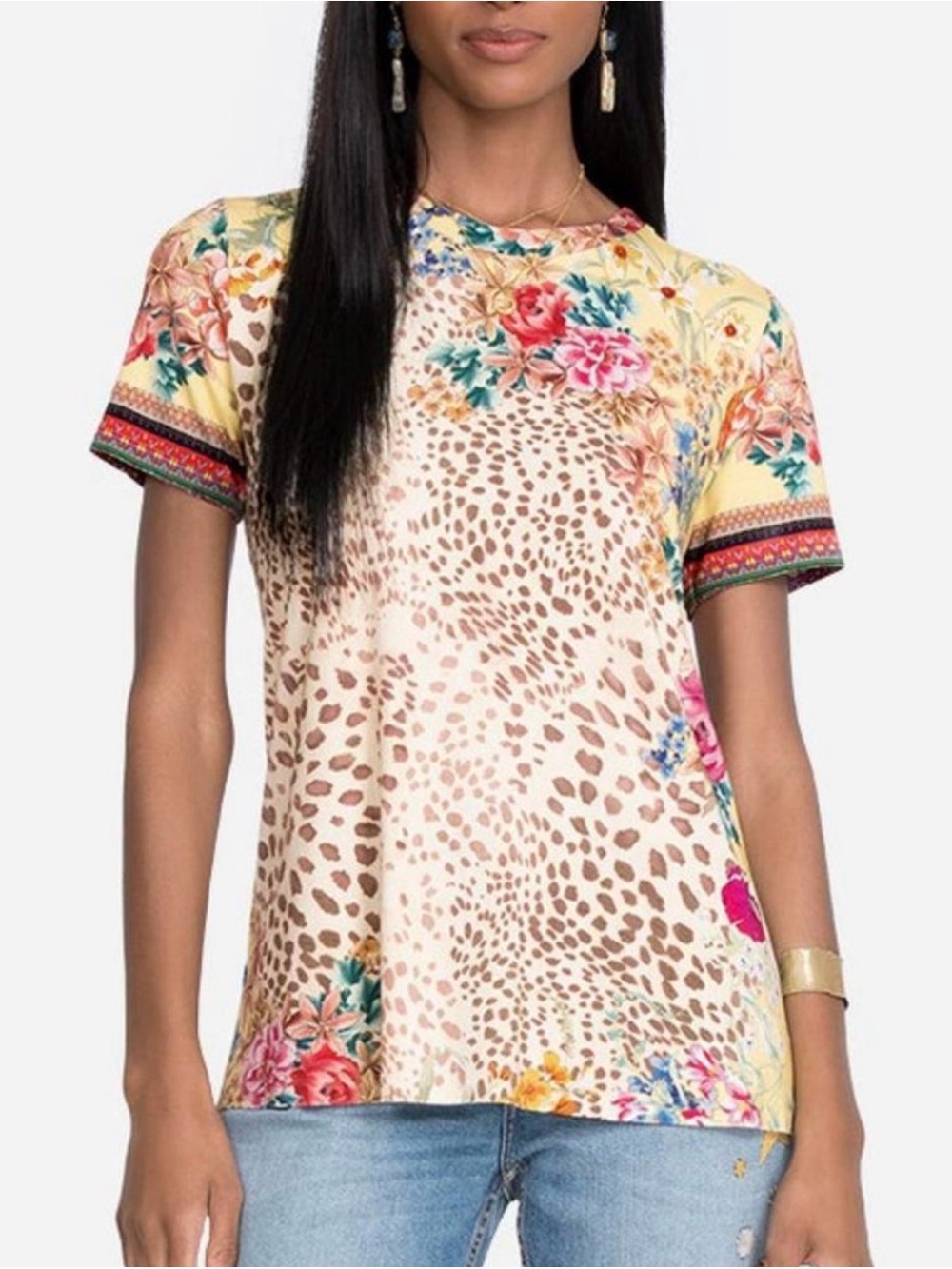 JOHNNY WAS Wildflower Favorite Crewneck Swing Tee In Multi